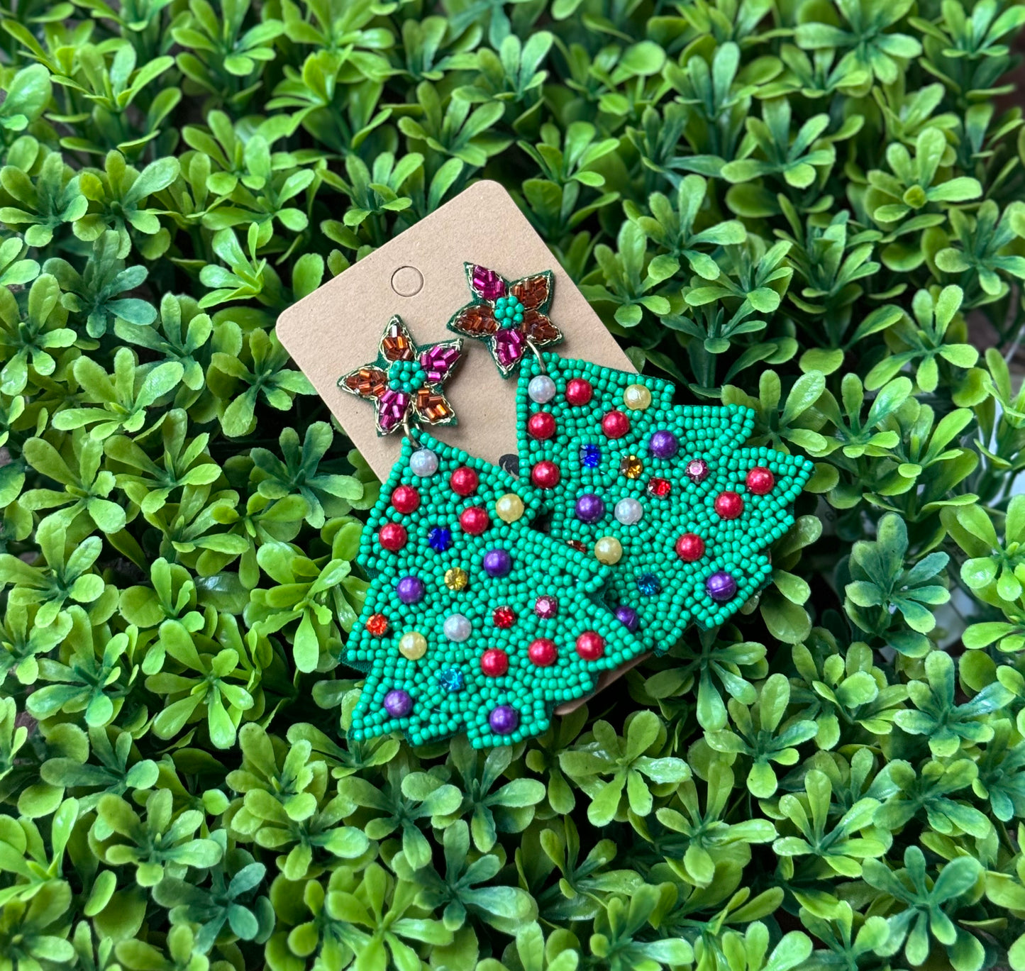 Seeded Christmas Tree Earrings