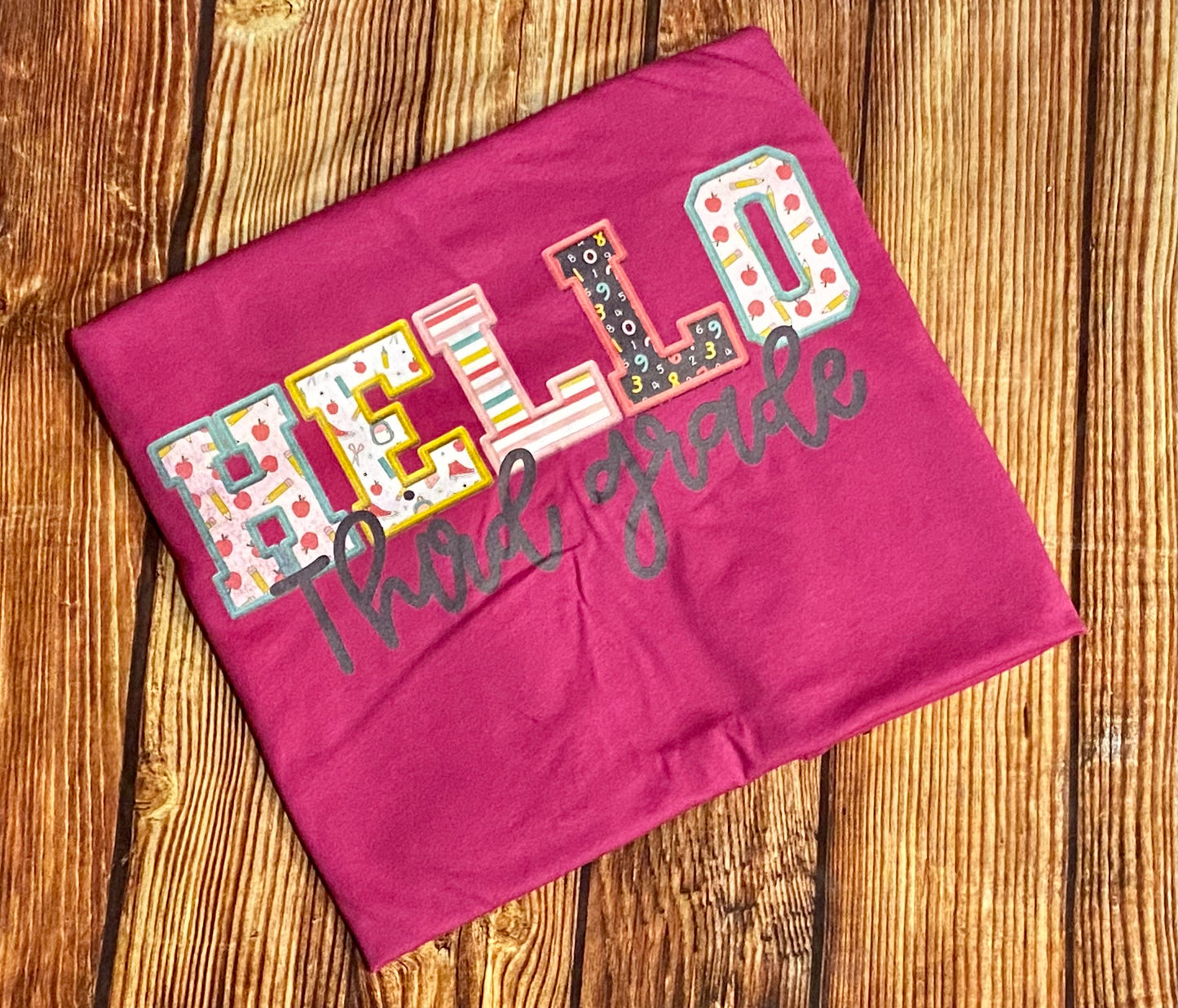 Faux Embroidery Hello Grade Level