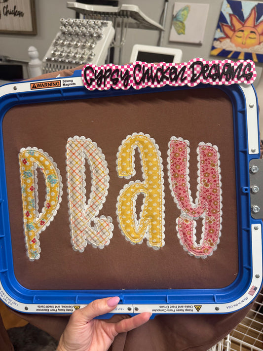 Pray Stitched Lace Applique Shirt & Sweatshirt