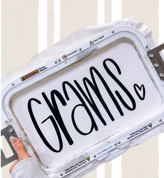 Hand-lettered Grams {Embroidery}