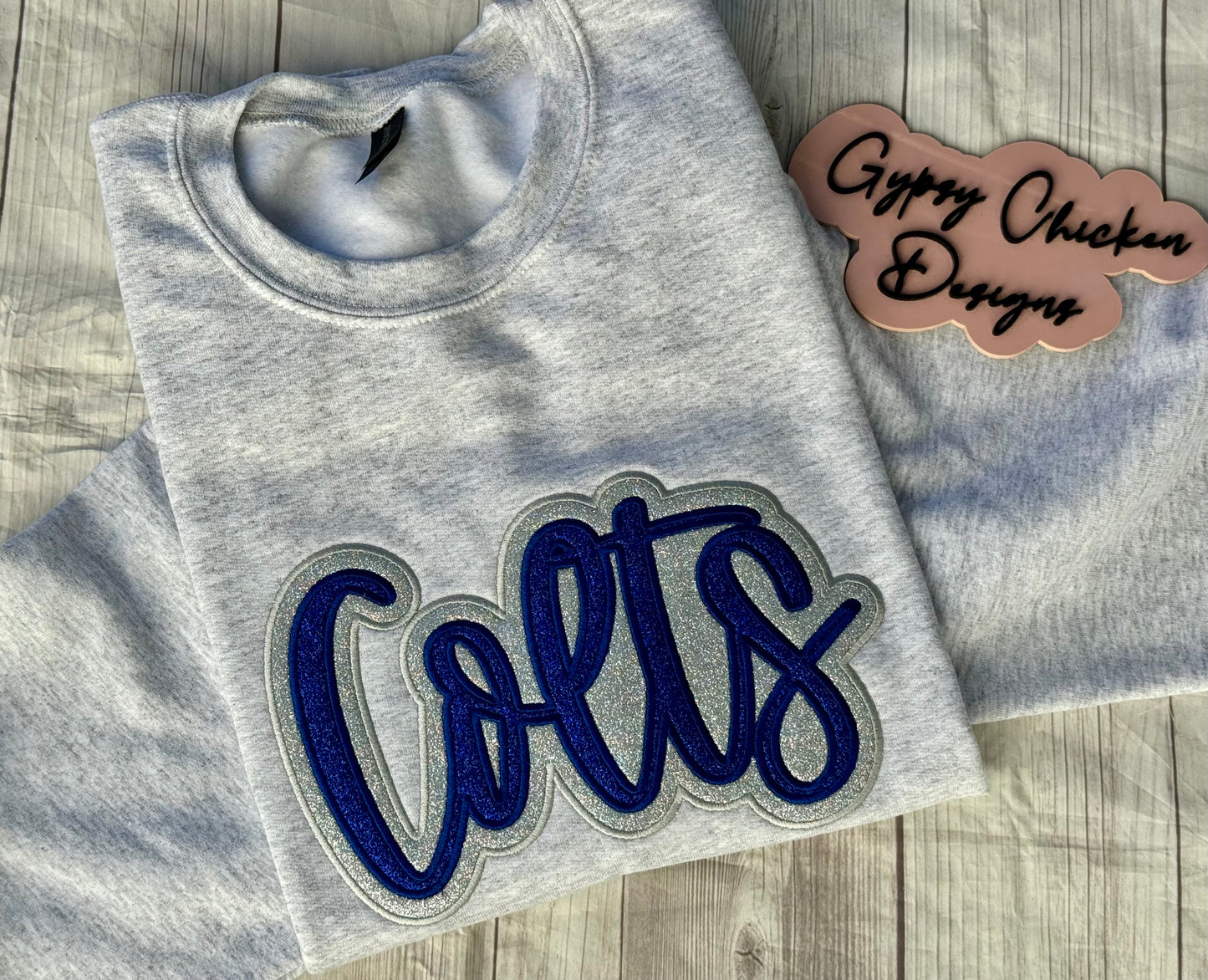 Double Applique' Glitter Mascot Sweatshirt {Embroidered}