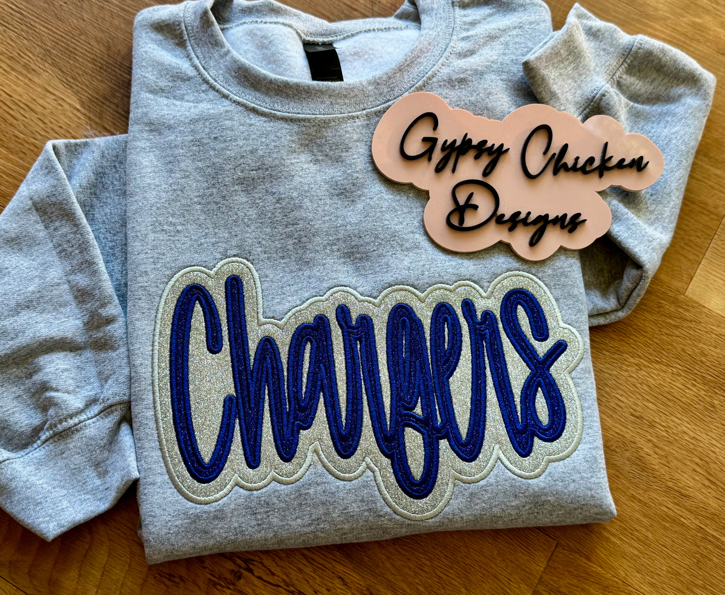 Double Applique' Glitter Mascot Sweatshirt {Embroidered}