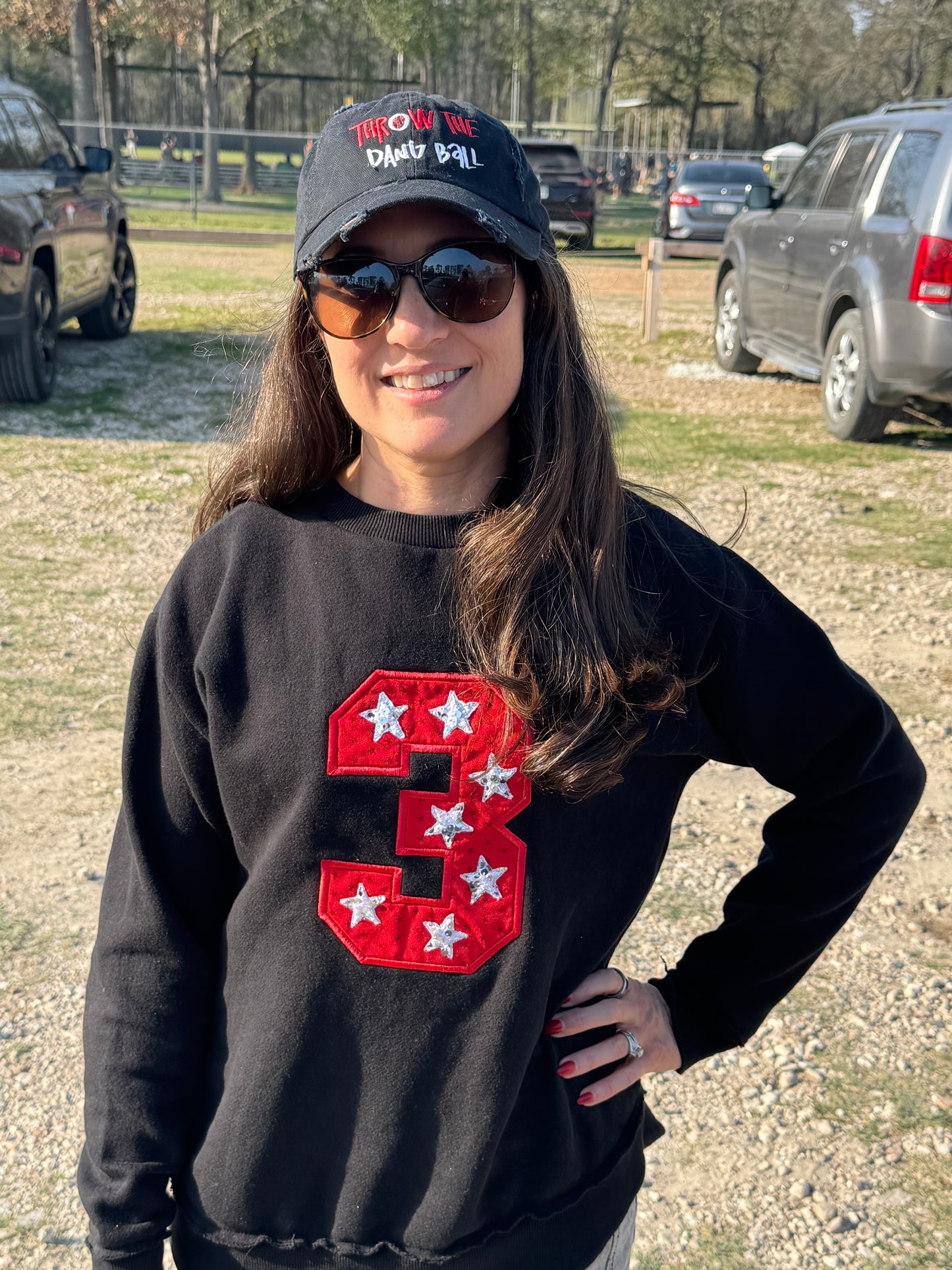 Player Number Applique with Sequin Stars