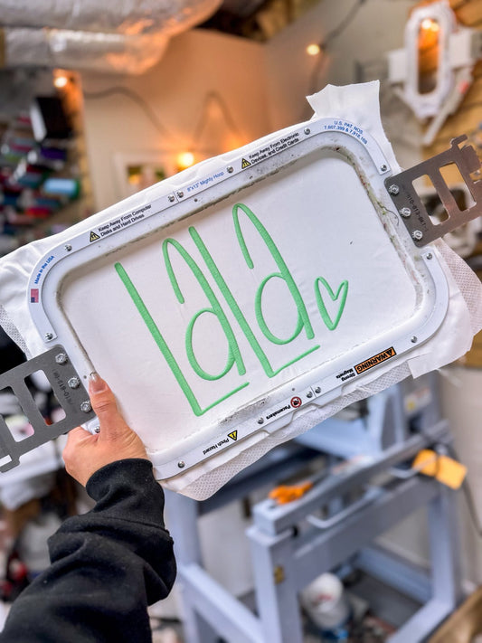 Hand-lettered LaLa {Embroidery}