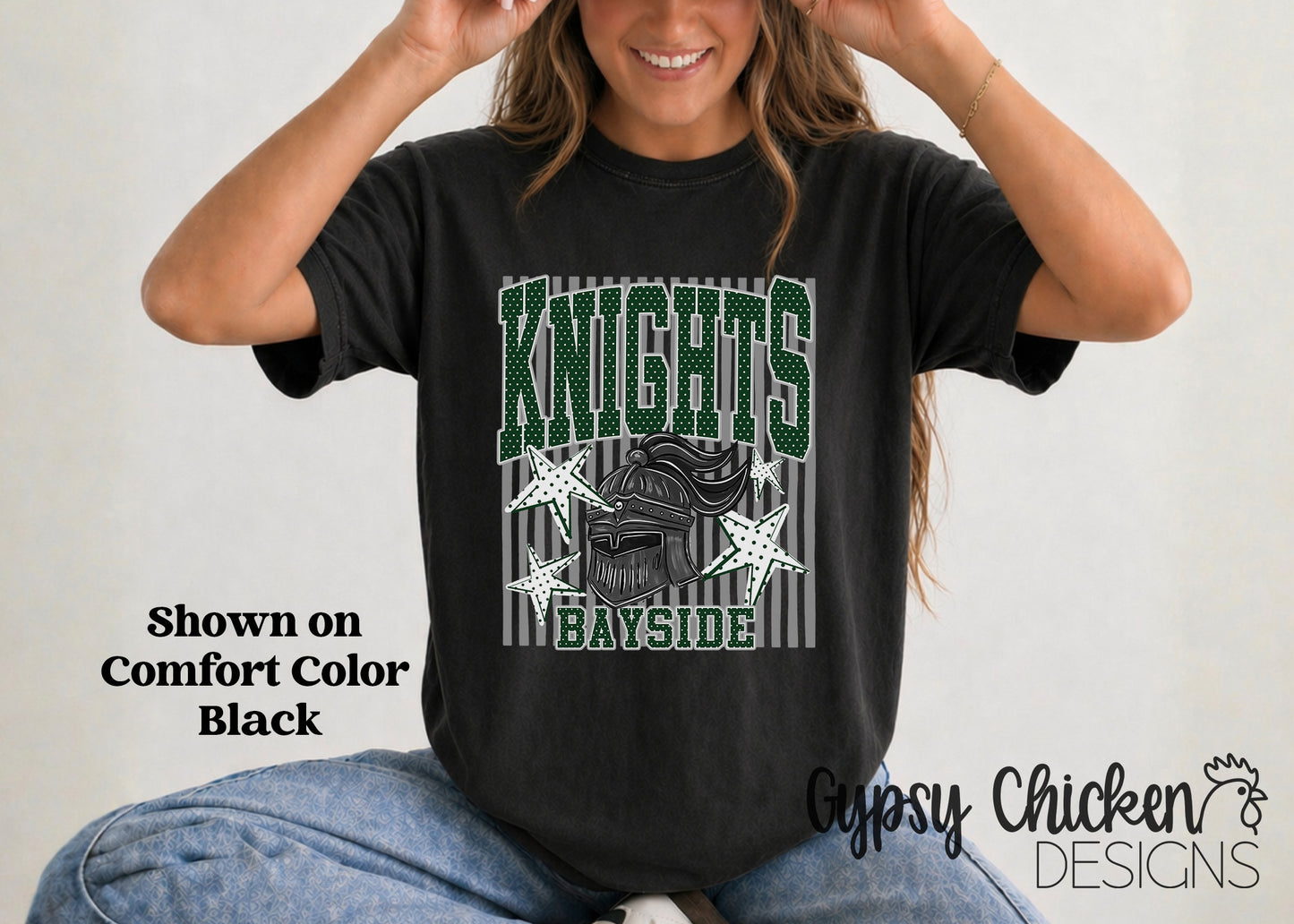 Bayside Knights | Polka Dot & Stripes Mascot Tee