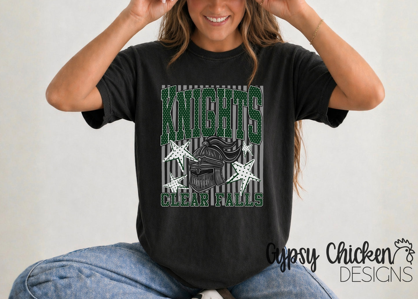 Clear Falls Knights | Polka Dot & Stripes Mascot Tee