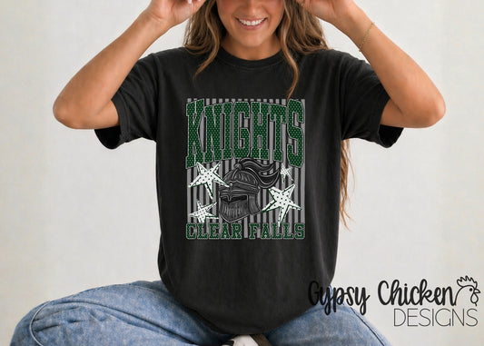 Clear Falls Knights | Polka Dot & Stripes Mascot Tee