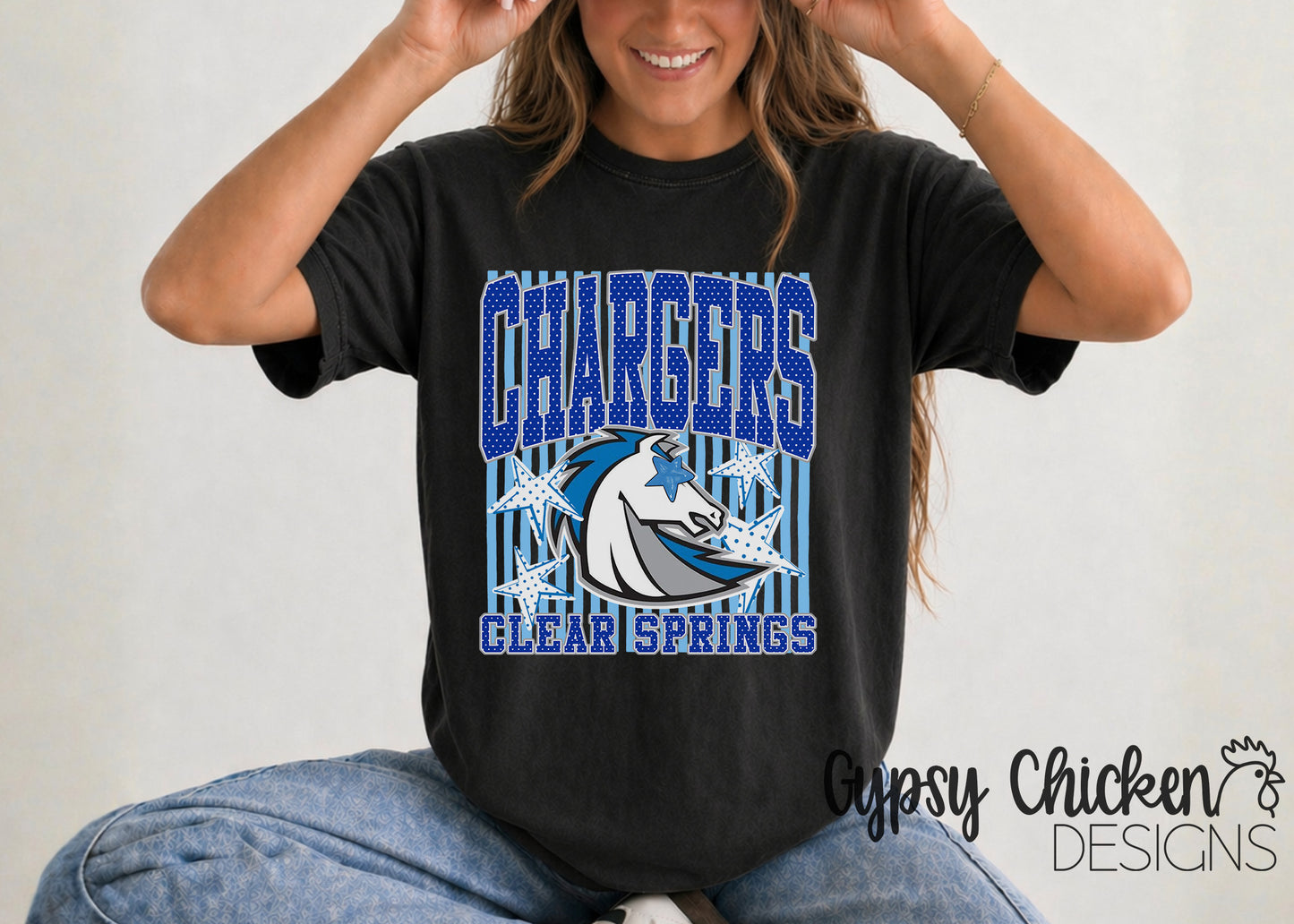 Clear Springs Chargers | Polka Dot & Stripes Mascot Tee