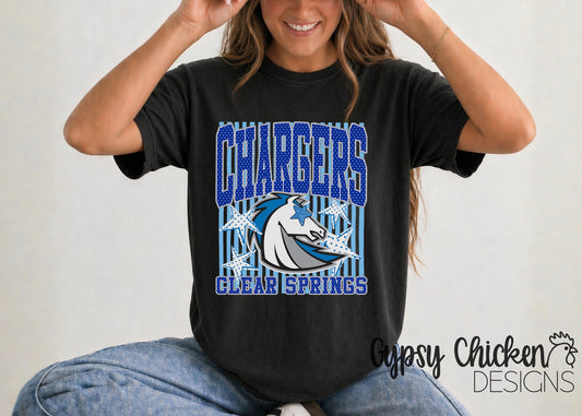 Clear Springs Chargers | Polka Dot & Stripes Mascot Tee