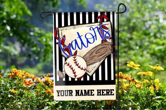 Gator Baseball Garden Flag {Custom Name}