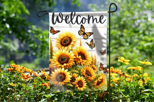 Welcome Sunflower Garden Flag