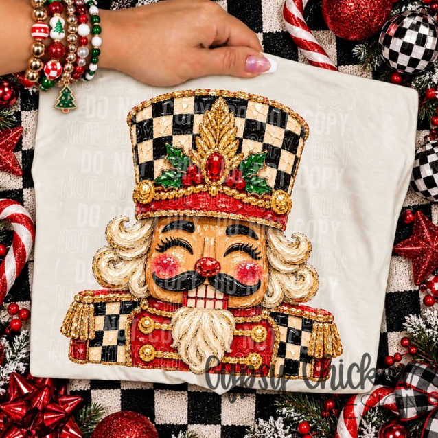Faux Painted Checkered Nutcracker