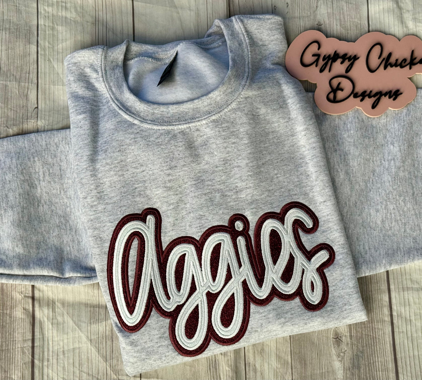 Double Applique' Glitter Mascot Sweatshirt {Embroidered}