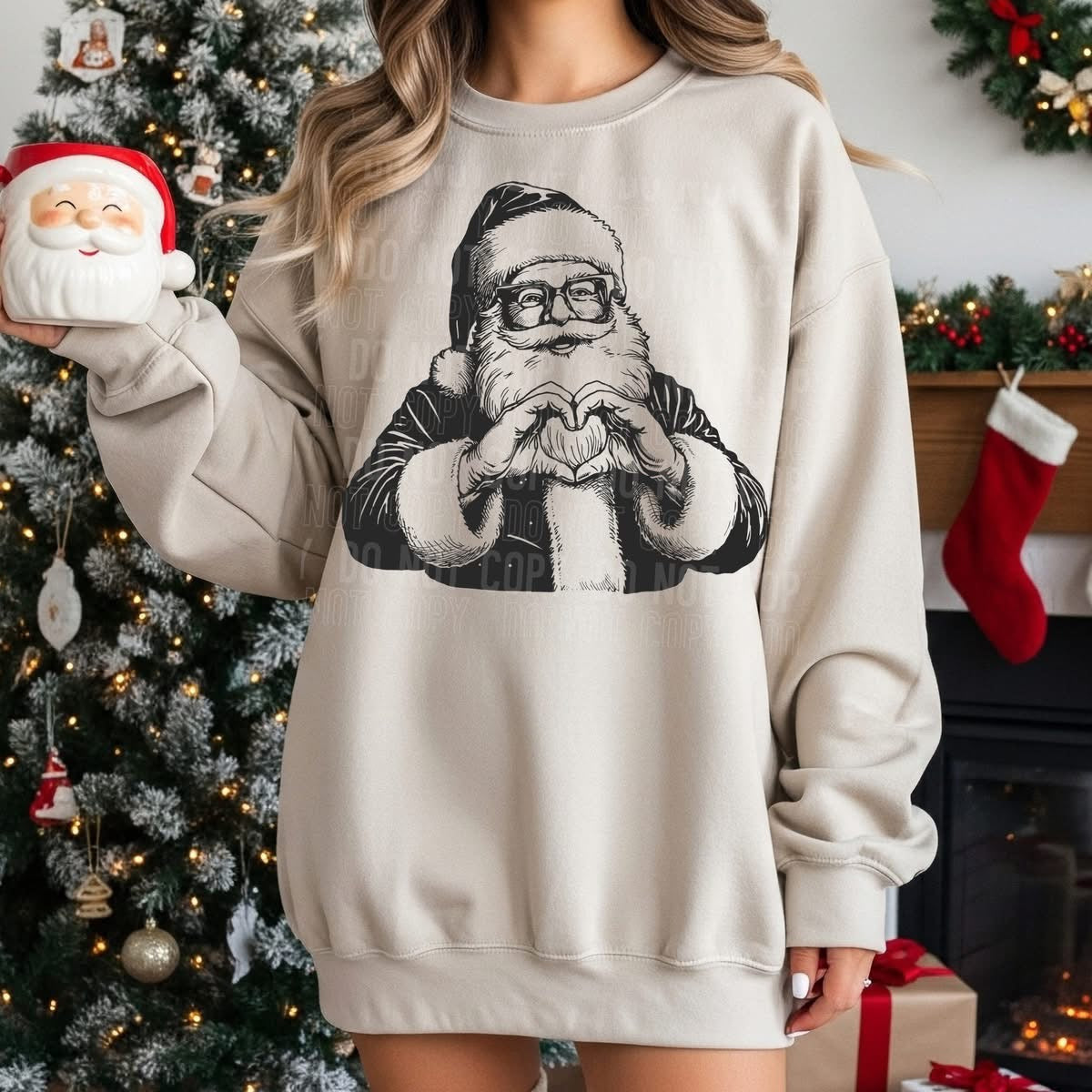 Black and White Milk and Cookies Santa