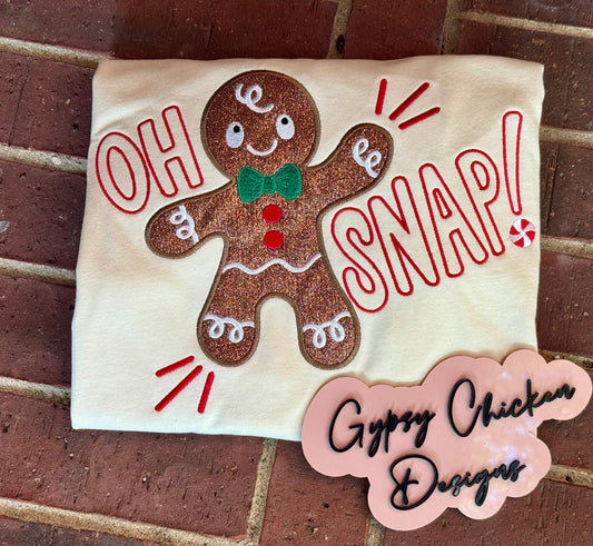 Oh Snap! Gingerbread Man Embroidered Glitter Applique’