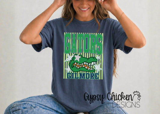 Gilmore Gators | Polka Dot & Stripes Mascot Tee