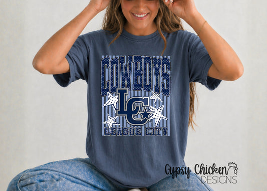 League City Cowboys | Polka Dot & Stripes Mascot Tee