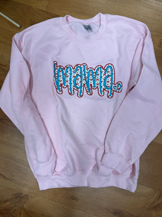 Mama Applique Embroidery Sweatshirt size large