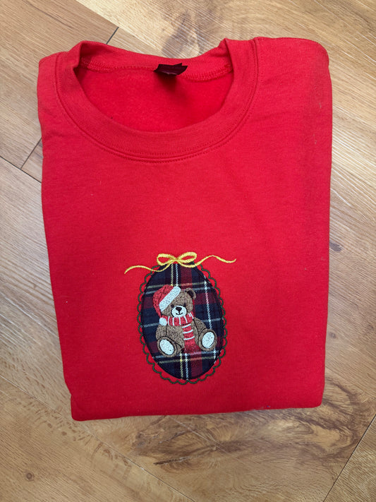 Christmas Bear Embroidered Sweatshirt size small