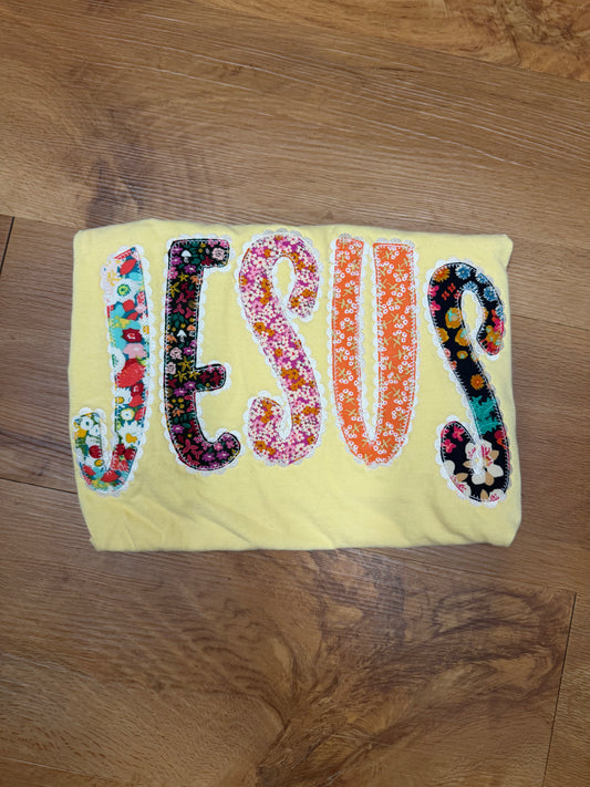 Jesus Applique Embroidery Tee size large