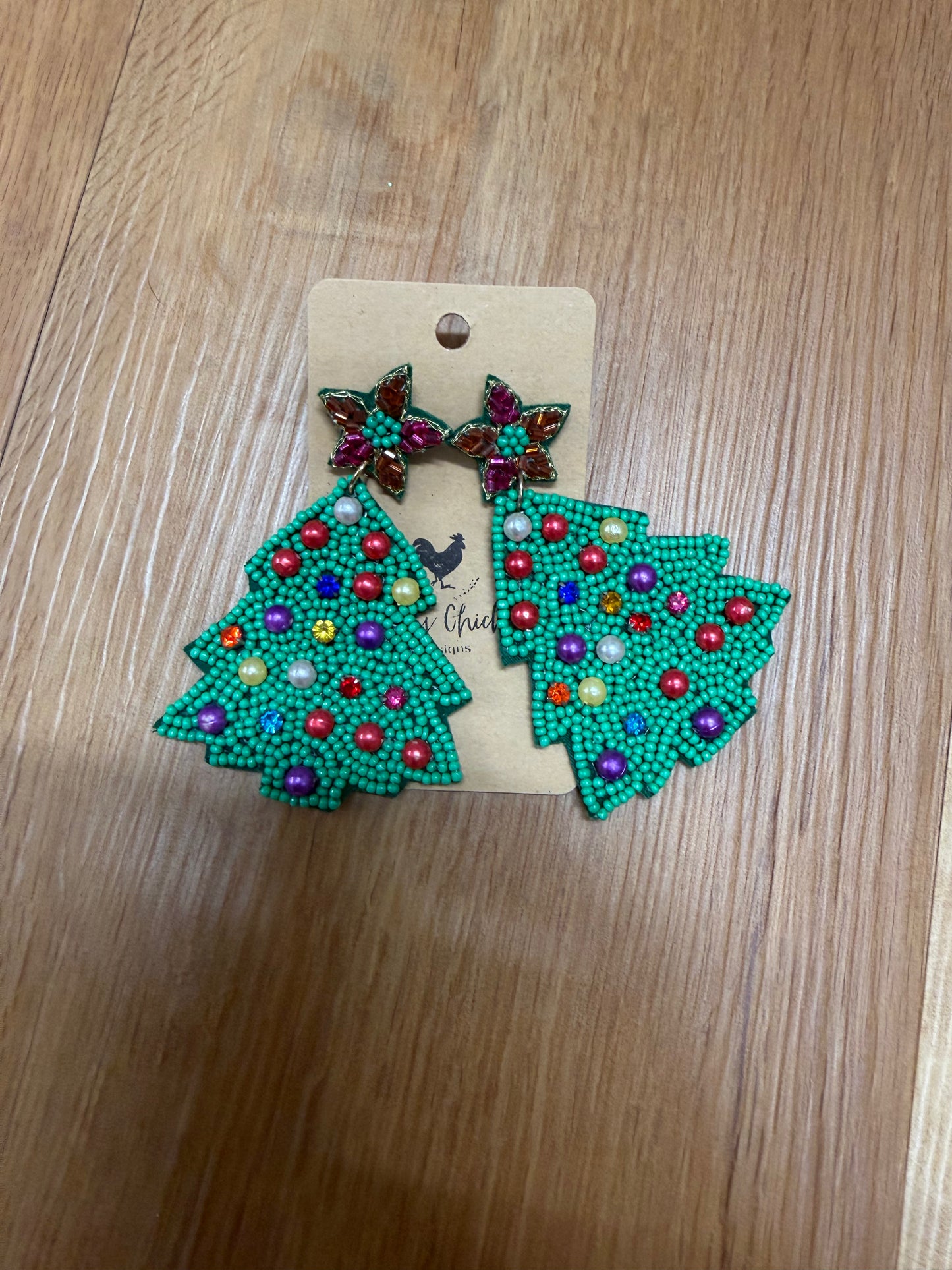 Seeded Christmas Tree Earrings