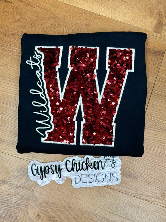 Wildcats {Sequin or Glitter Applique' Embroidery}