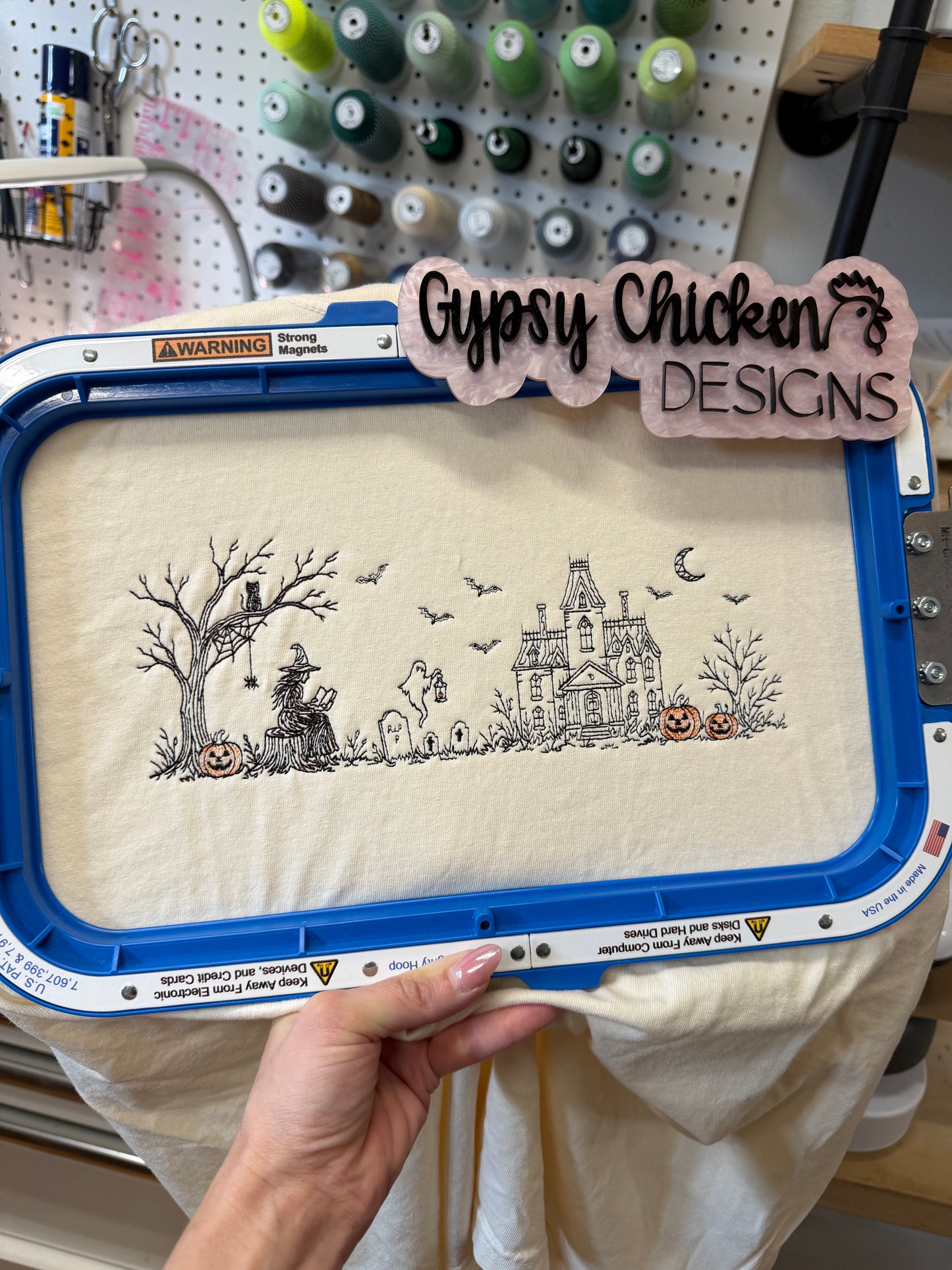 Haunted Manor Embroidered Scene