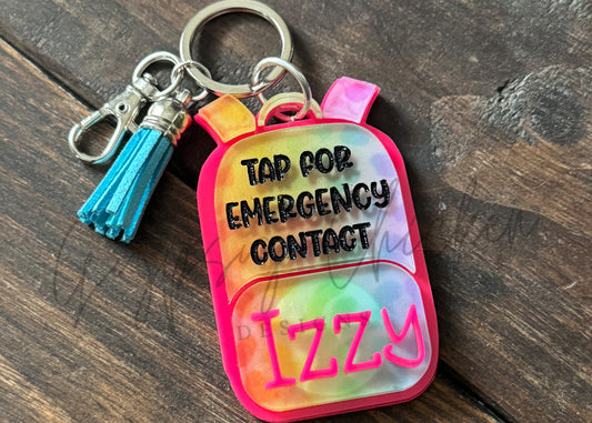Emergency Contact Backpack Keychain NFC Tag