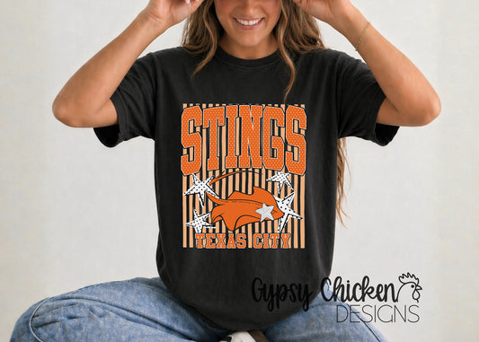 Texas City Stings | Polka Dot & Stripes Mascot Tee
