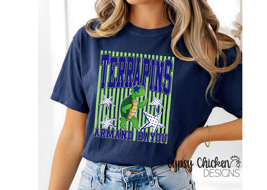 Armand Bayou Terrapins | Polka Dot & Stripes Mascot Tee