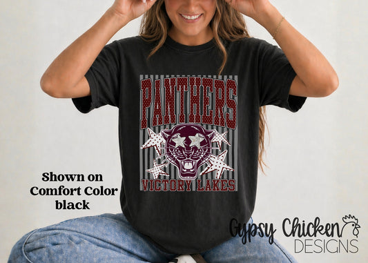 Victory Lakes Panthers | Polka Dot & Stripes Mascot Tee