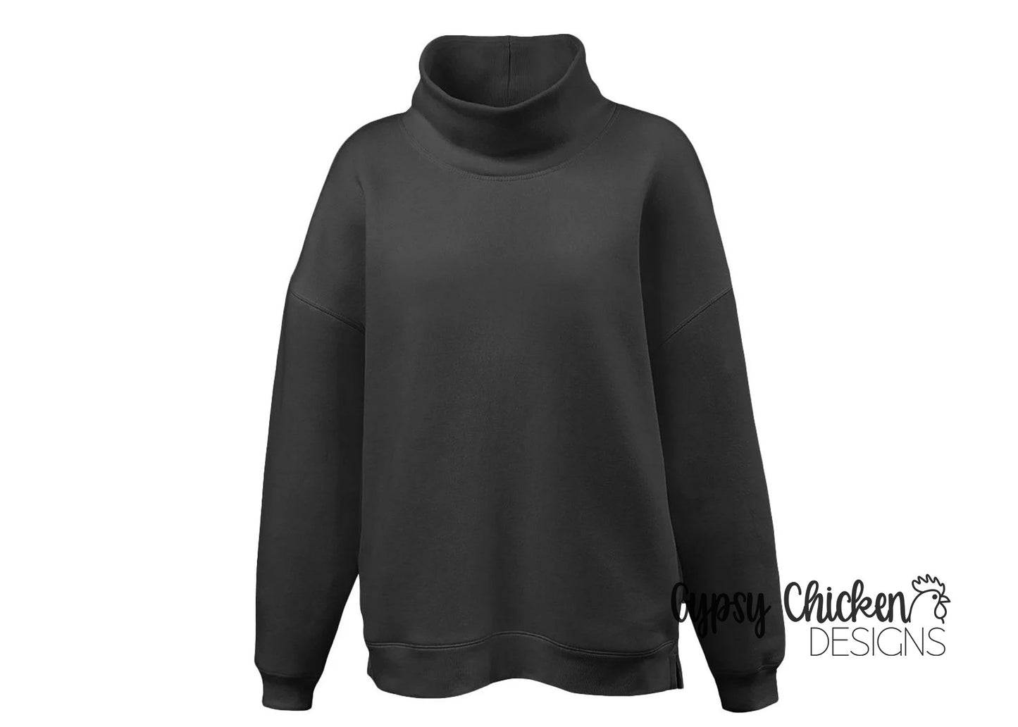 Boutique Oversized Mock Neck Sweatshirt | Custom Embroidery