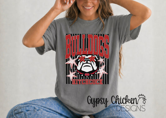 Hitchcock Bulldogs | Polka Dot & Stripes Mascot Tee