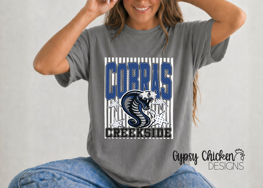 Creekside Cobras | Polka Dot & Stripes Mascot Tee