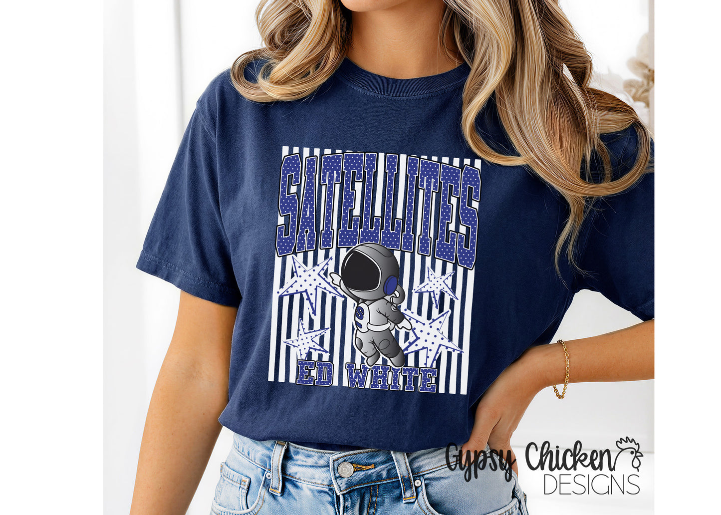 Ed White Satellites | Polka Dot & Stripes Mascot Tee