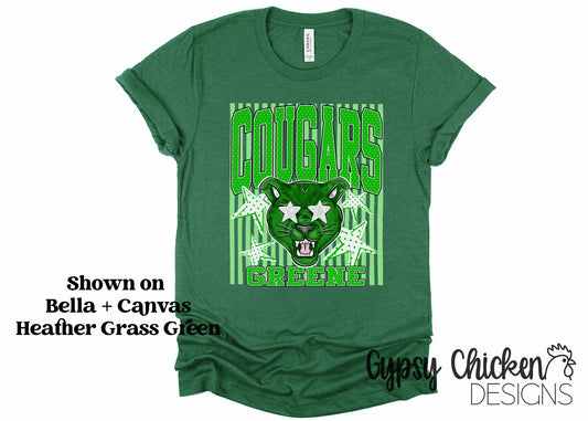 Greene Cougars | Polka Dot & Stripes Mascot Tee