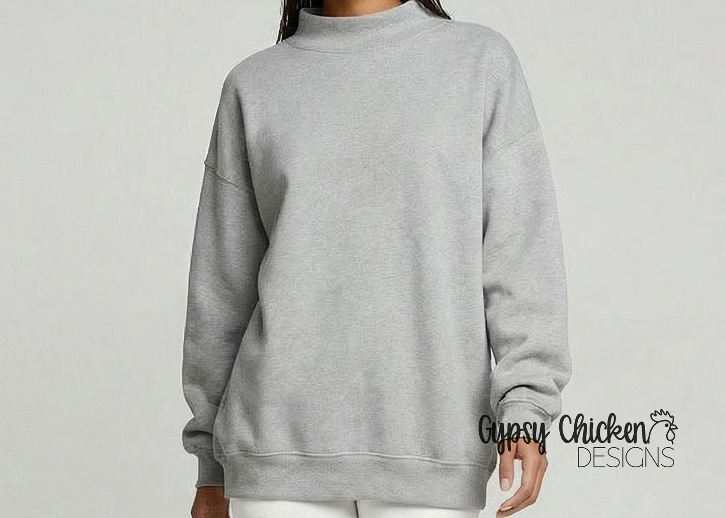 Boutique Oversized Mock Neck Sweatshirt | Custom Embroidery