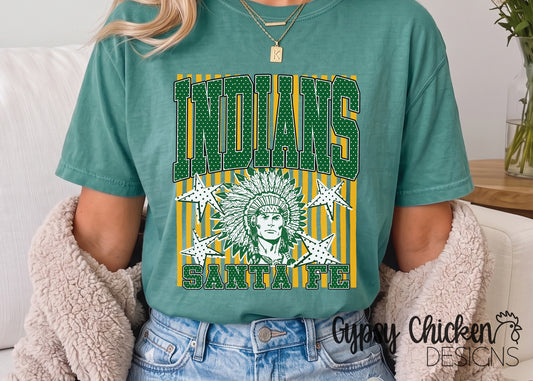 Santa Fe Indians | Polka Dot & Stripes Mascot Tee
