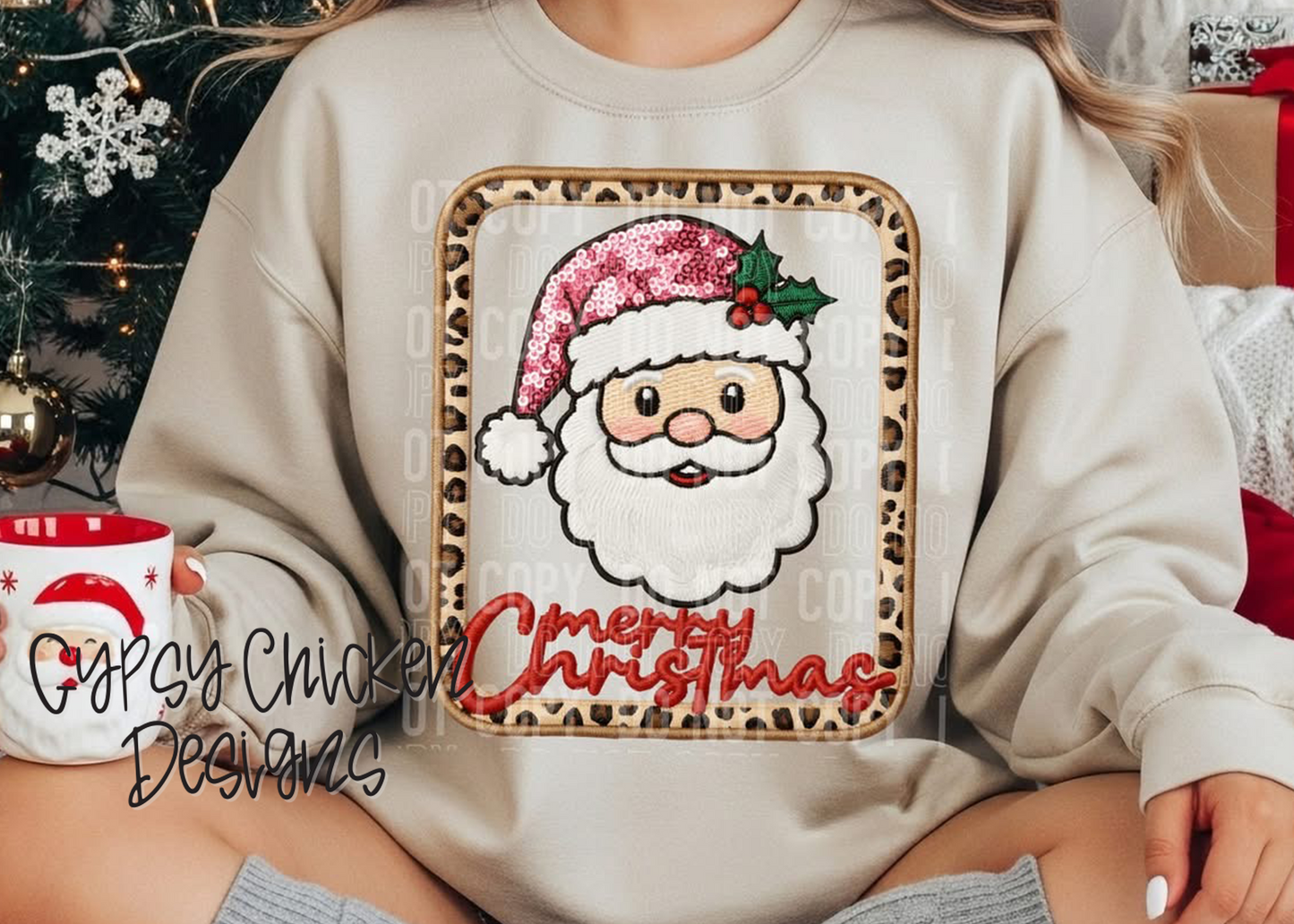 Merry Christmas Santa Leopard Frame