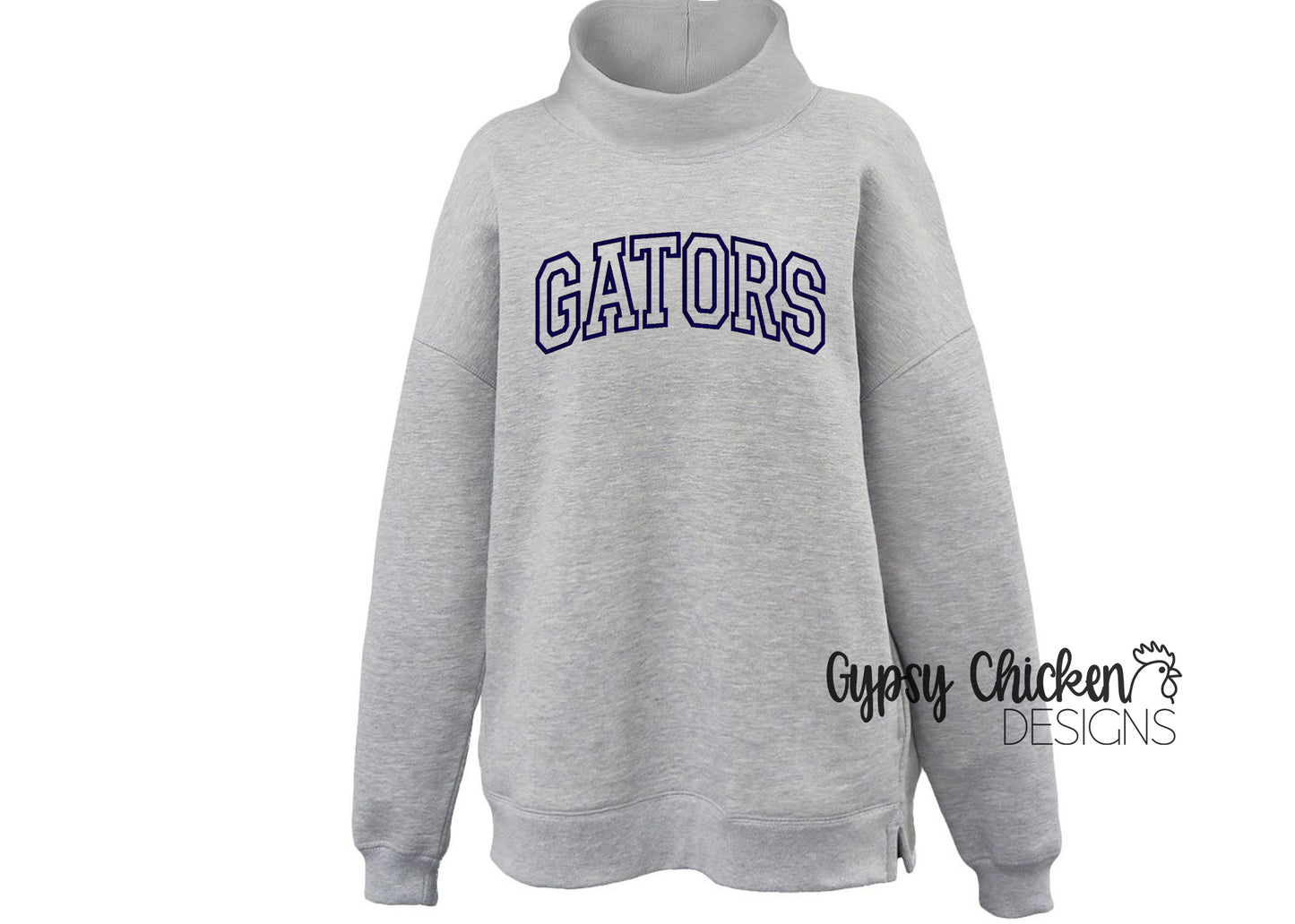 Boutique Oversized Mock Neck Sweatshirt | Custom Embroidery