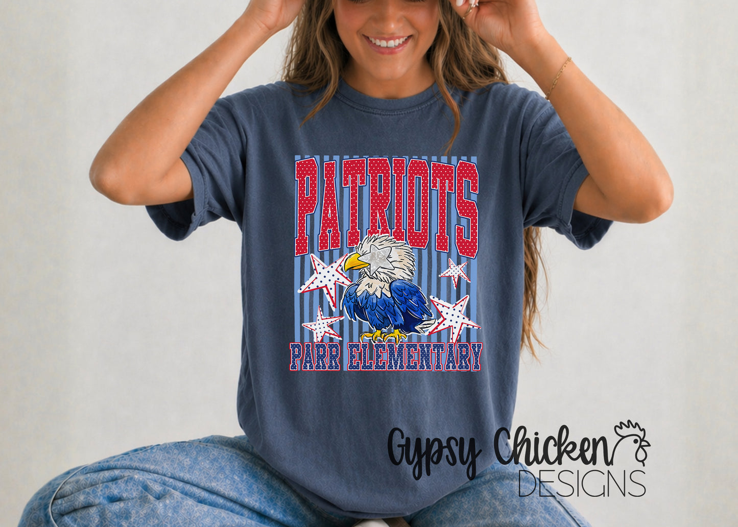 Parr Patriots | Polka Dot & Stripes Mascot Tee