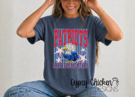 Parr Patriots | Polka Dot & Stripes Mascot Tee