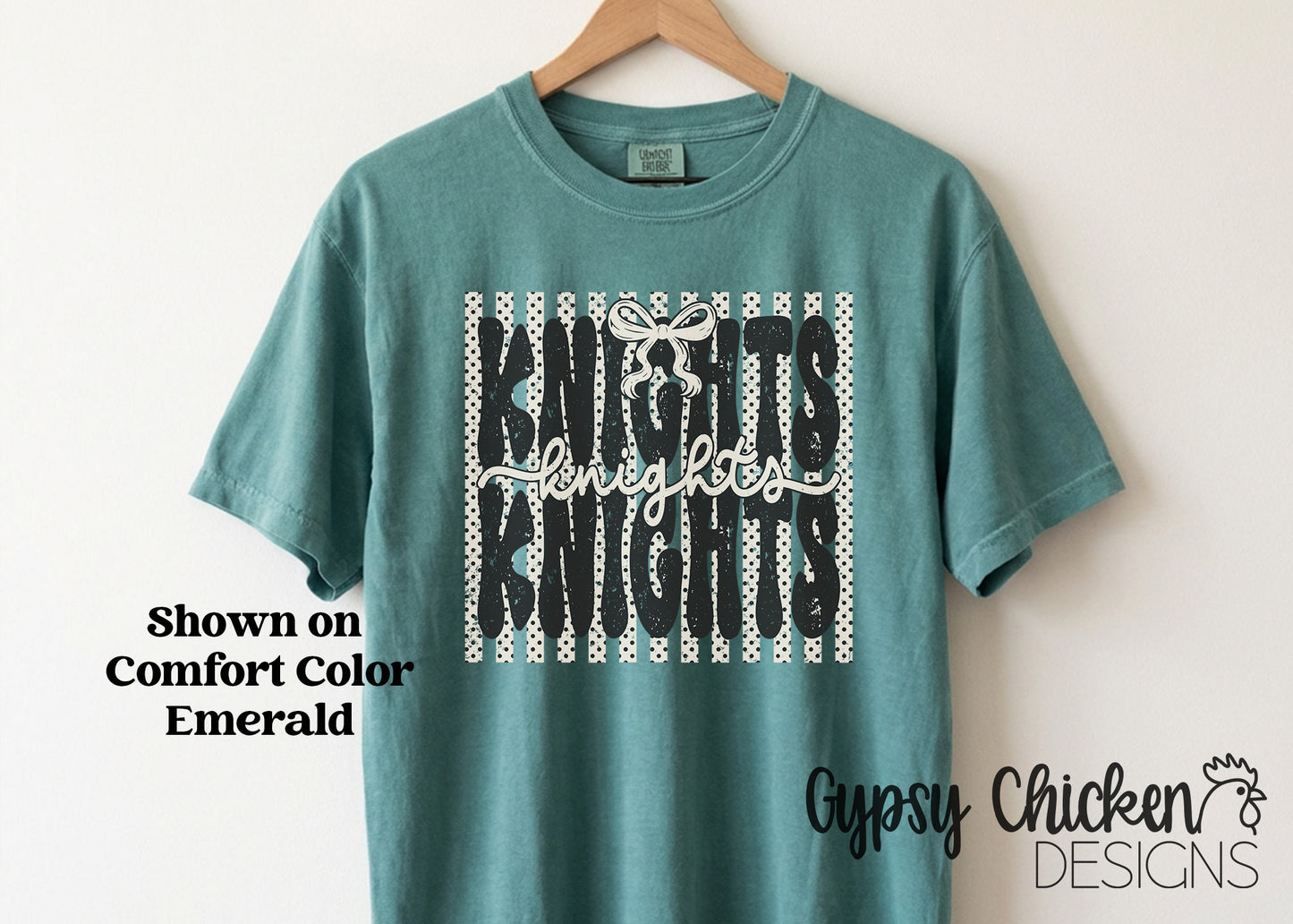 Knights | Preppy Polka Dot & Stripes Mascot Tee