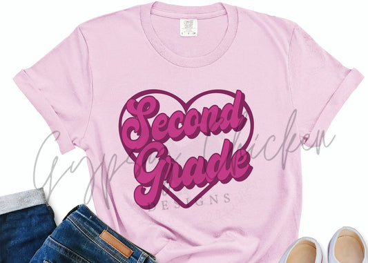 Retro Second Grade Heart