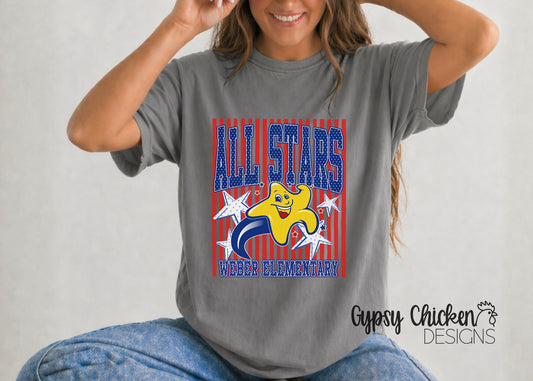 Weber Elementary All Stars | Polka Dot & Stripes Mascot Tee