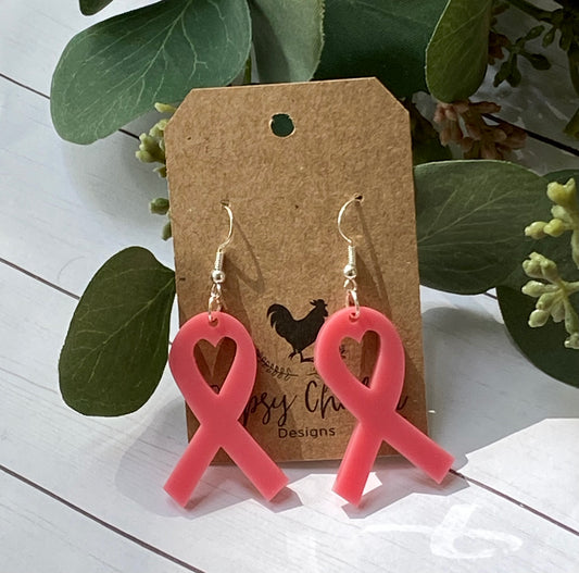 Breast Cancer Ribbon Earrings